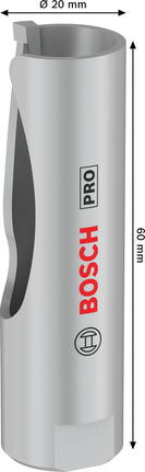 Závitová děrová pila Bosch PRO Construction Material, průměr 20 mm.